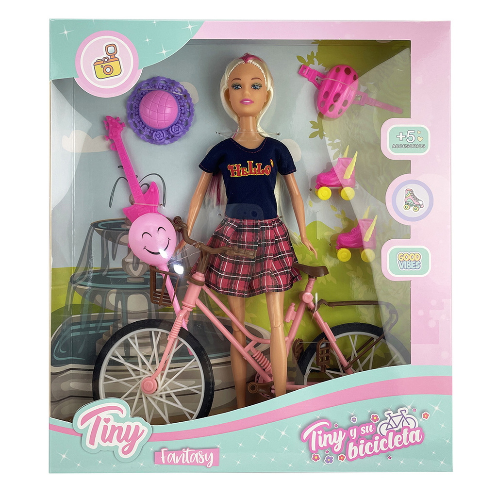 MUÑECA TINY Y SU BICICLETA 33 X 29 X 5 CM