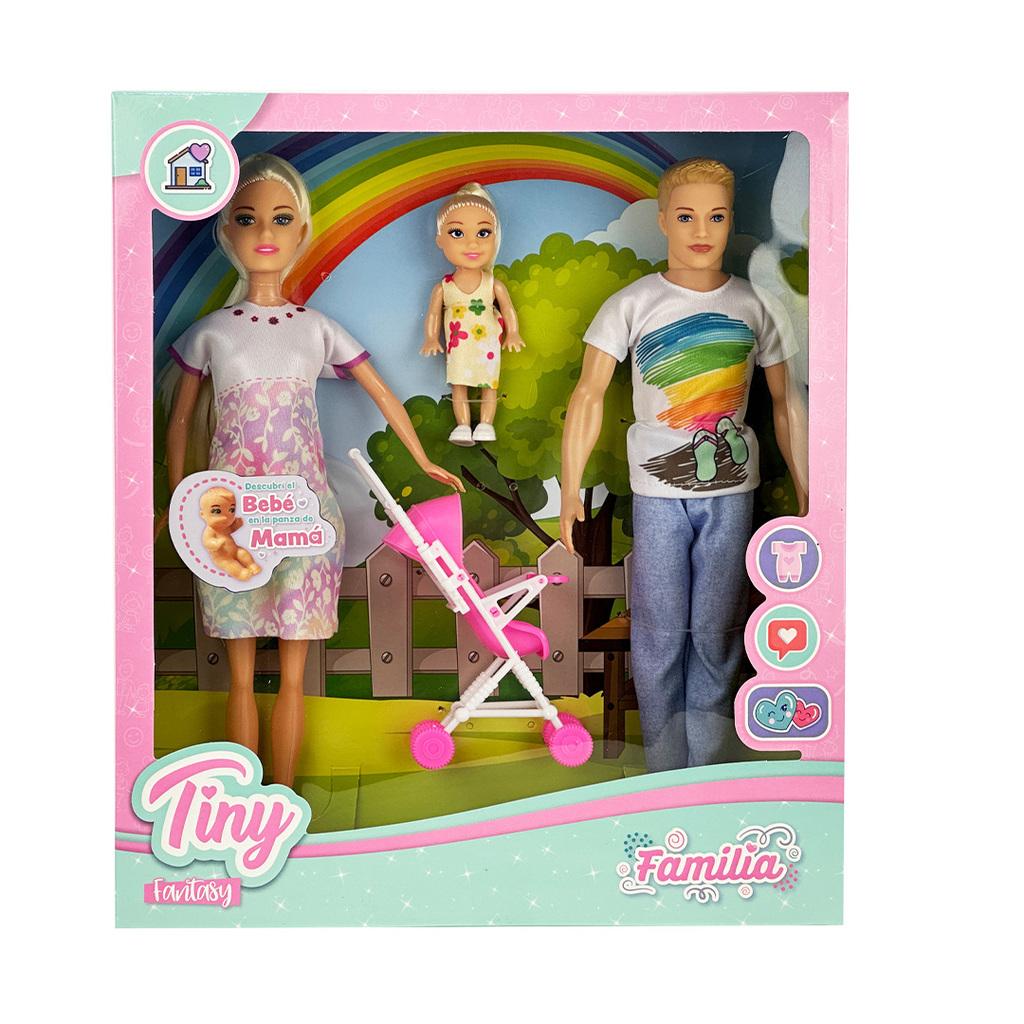 MUÑECA TINY (EMBARAZADA) Y SU FAMILIA 32 X 26 X 5 CM