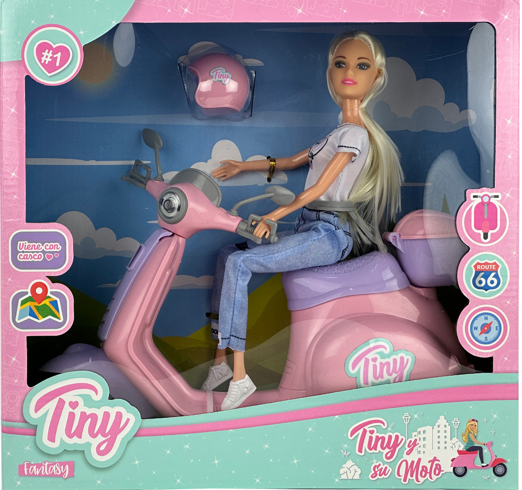 MUÑECA TINY Y SU MOTO 33 X 31 X 10 CM