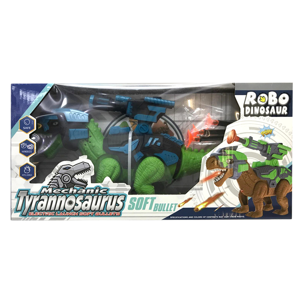 DINOSAURIO A PILA LANZA DARDOS 33 X 16 X 8 CM