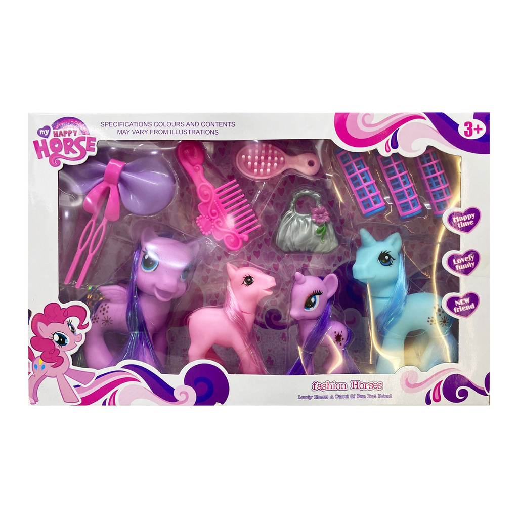 SET DE PONY X4 CON ACCESORIOS TINY 24 X 19 X 7 CM