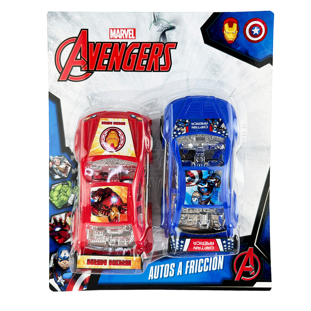 AUTO A FRICCION X2 AVENGERS 28 X 22 X 6 CM AUTO: 17 X 8 CM