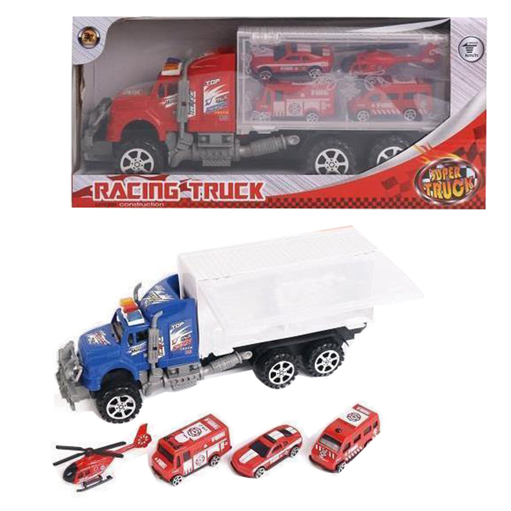 CAMION A FRICCION CON AUTITOS (4 UNIDADES) GO SPEED 34 X 16 X 10 CM