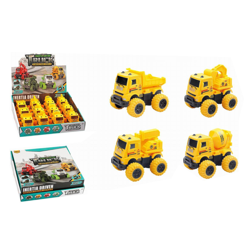 CAMION DE CONSTRUCCION CON RUEDAS DE GOMA 12 PIEZAS / DISPLAY 31 X 29 X 9 CM