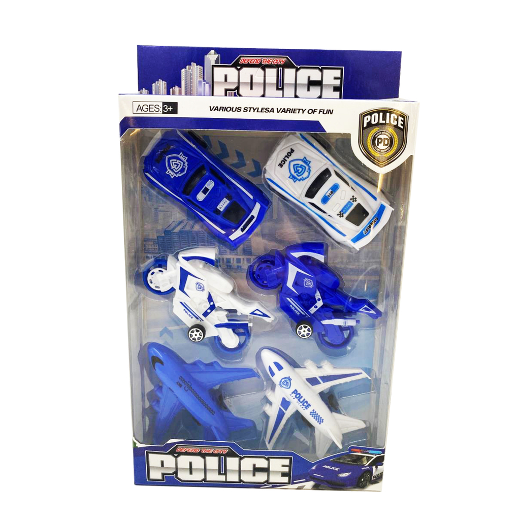 SET DE VEHICULOS POLICIA (6 UNIDADES) 28 X 17 X 4 CM