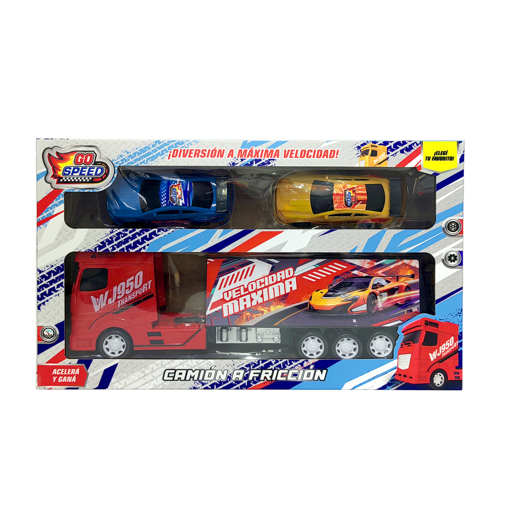 SET DE CAMION Y AUTOS A FRICCION 46 X 28 X 10 CM