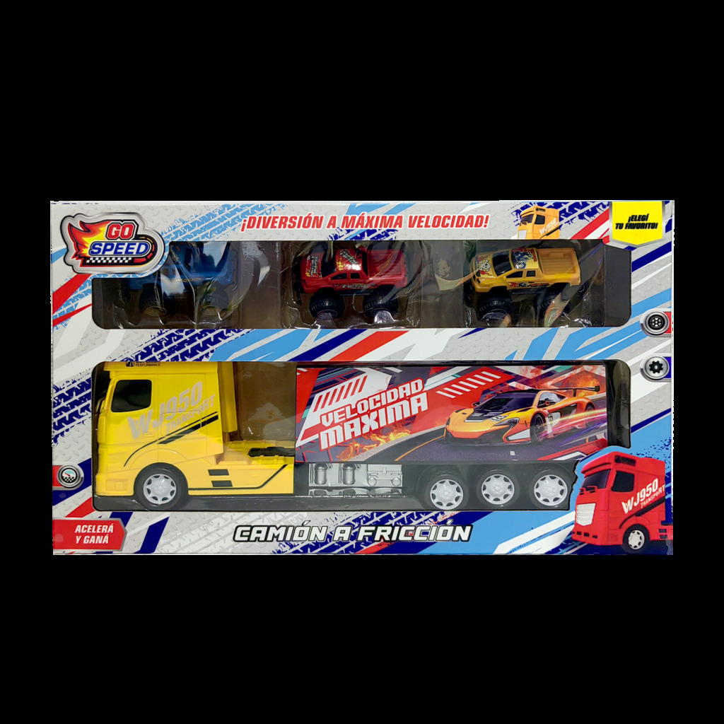 SET DE CAMION Y AUTOS A FRICCION 46 X 28 X 10 CM