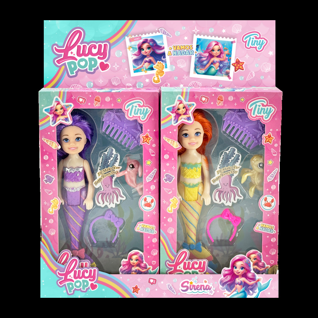 MINI SIRENA LUCY POP TINY CON ACCESORIOS (8 PZAS / DISPLAY) 11 X 18,5 X 3,5 CM