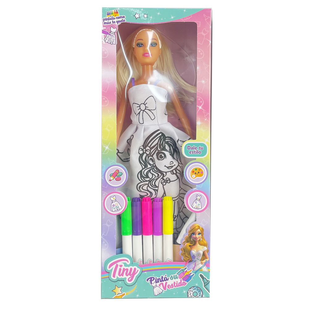 MUÑECA TINY VESTIDO PARA PINTAR
