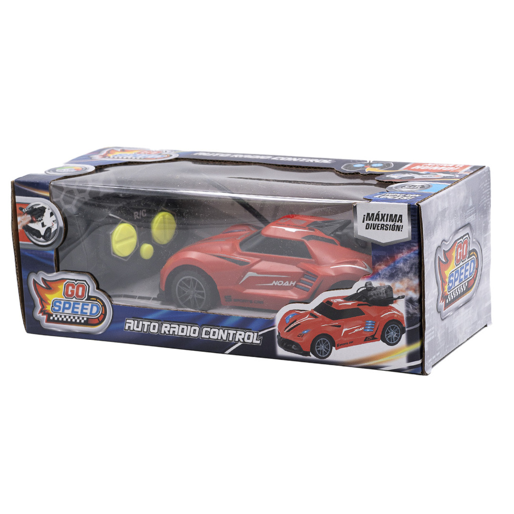AUTO A RADIO CONTROL CON LUCES Y HUMO 4 FUNCIONES GO SPEED 28 X 12 X 11 CM