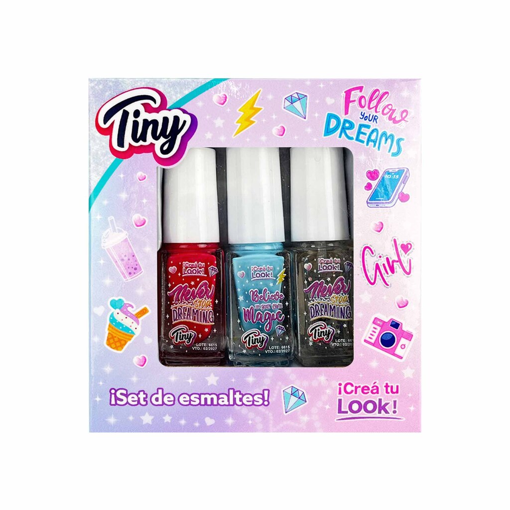 ESMALTE DE UÑAS X3 TINY COLORES Y DISEÑOS SURTIDOS 11 X 9 X 4 CM