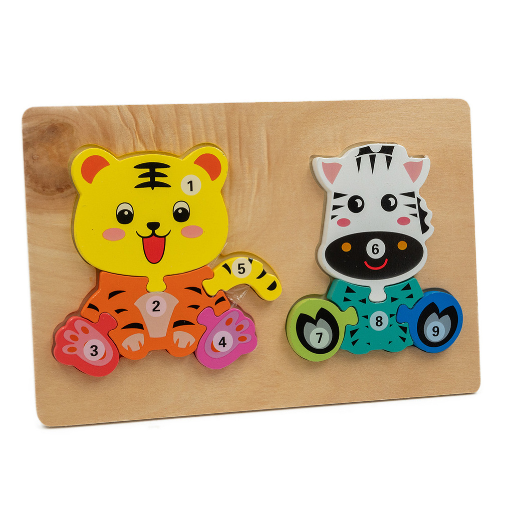 JUEGO DIDACTICO DE ENCASTRE BLOQUES DE MADERA ANIMALES (16 MODELOS) 22 X 15 CM