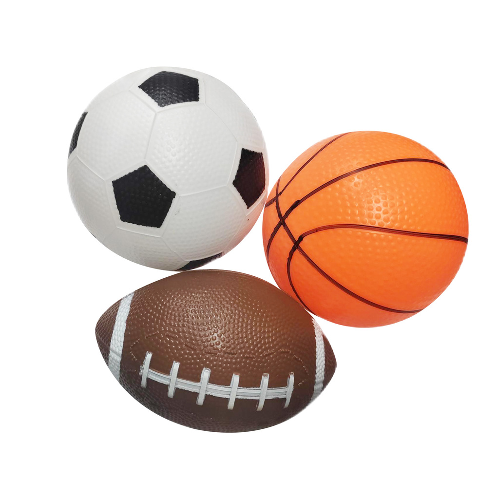 SET DE PELOTAS DEPORTES x 3 BASKET/ FUTBOL 11,5 X 11,5 CM RUGBY 16 X 9,5 X 9,5 CM