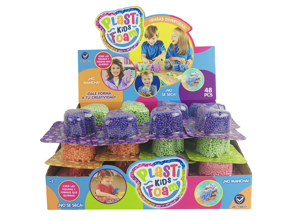 SET PLASTIKIDS MASAS FOAM COLORES SURTIDOS 48PCS/DISPLAY 10 X 10 CM