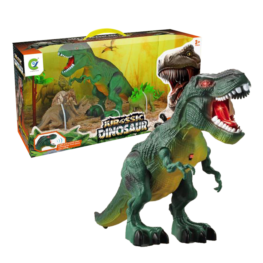 DINOSAURIO A PILA CON ACCESORIOS Y DINOSAURIOS 40 X 20 X 13 CM