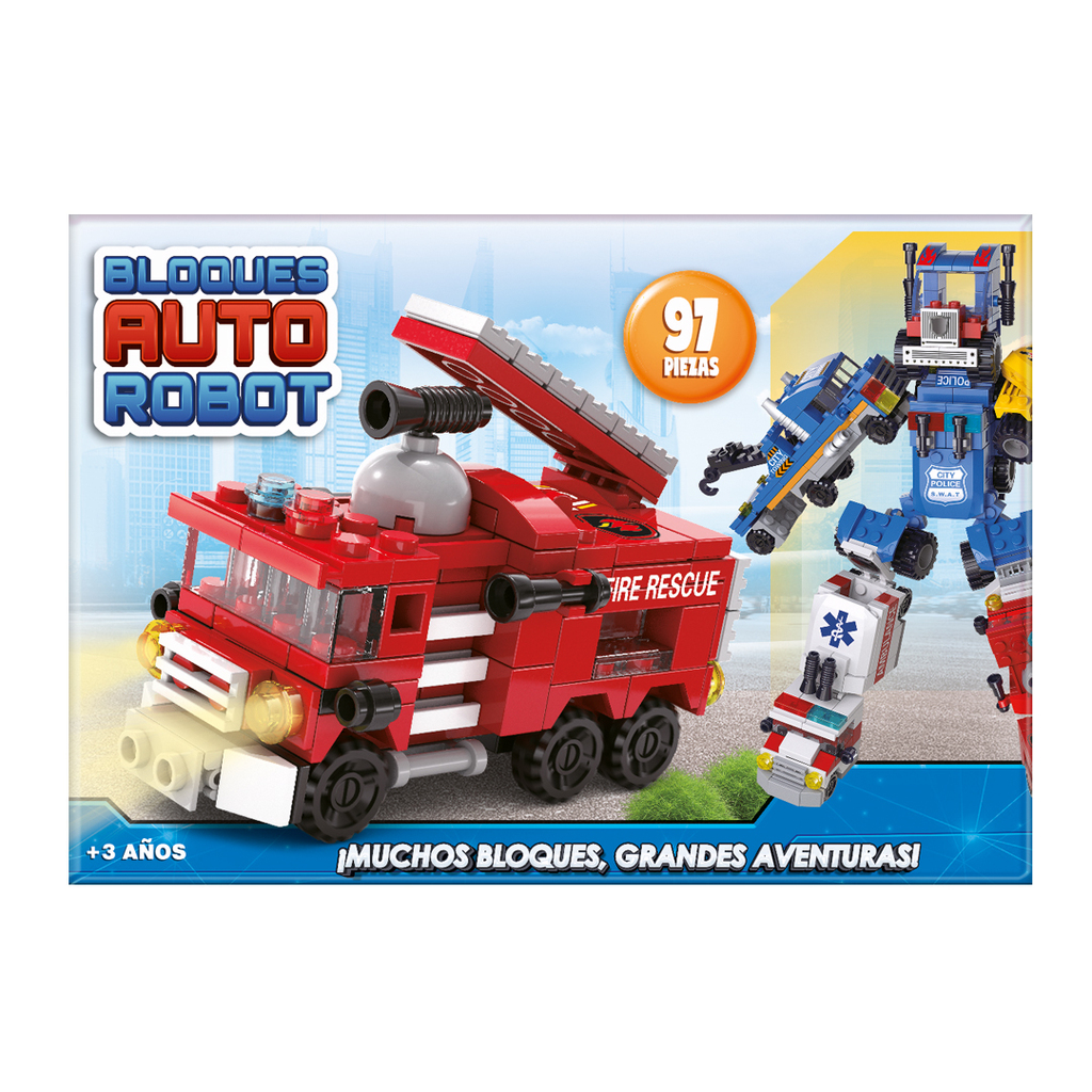 JUEGO DE BLOQUES CAMION DE BOMBEROS (97 PIEZAS) 22 X 15 X 5 CM