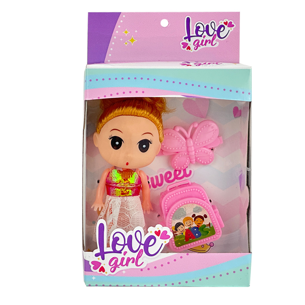 MINI MUÑECA CON ACCESORIOS 14 X 11 X 4 CM