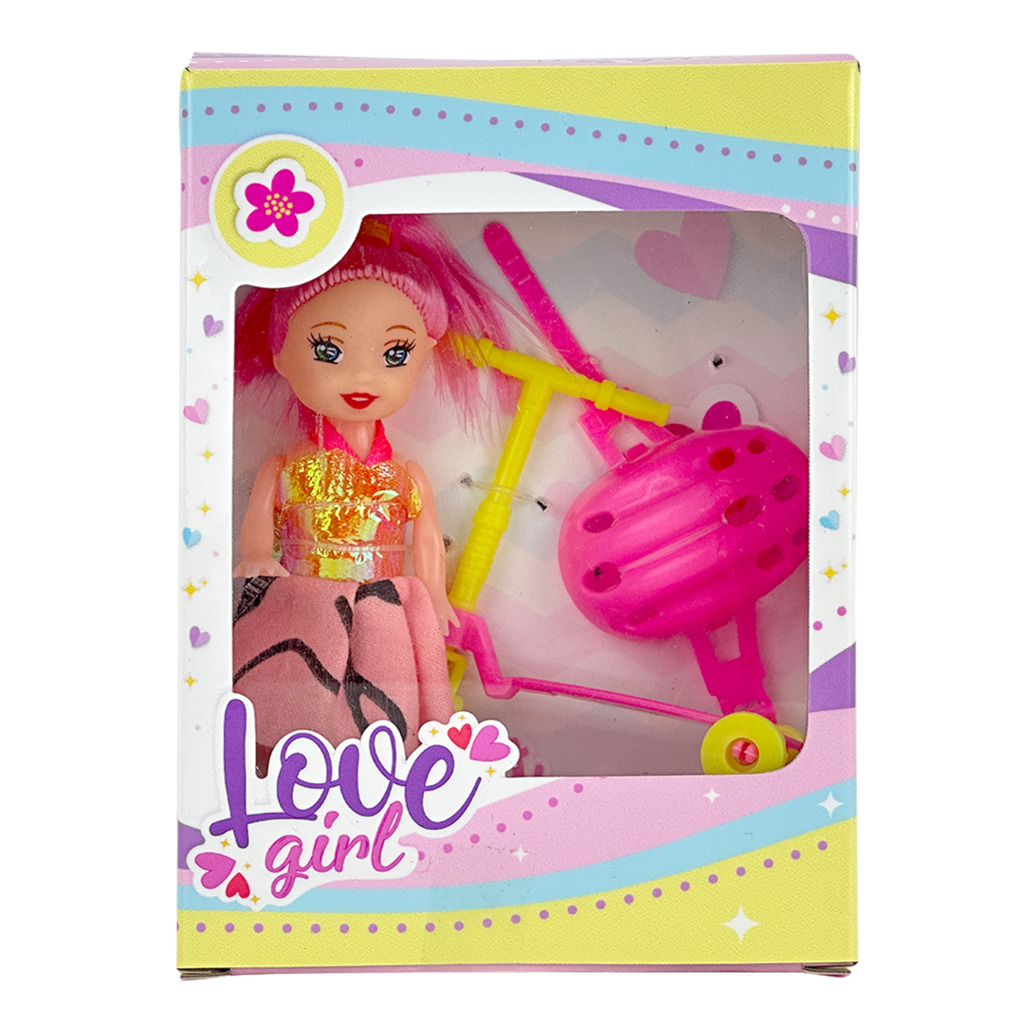 MINI MUÑECA CON ACCESORIOS 14 X 11 X 4 CM