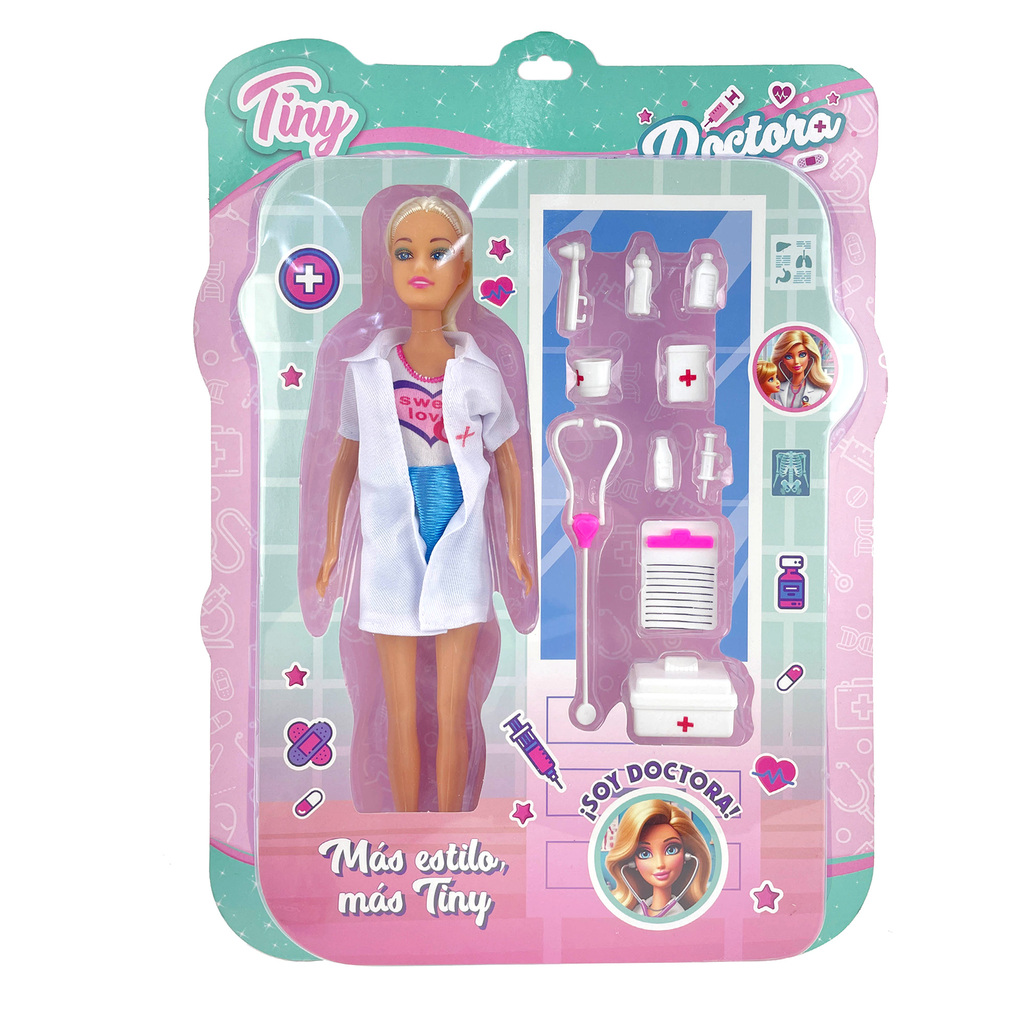 MUÑECA TINY DOCTORA CON ACCESORIOS 32 X 41,5 CM