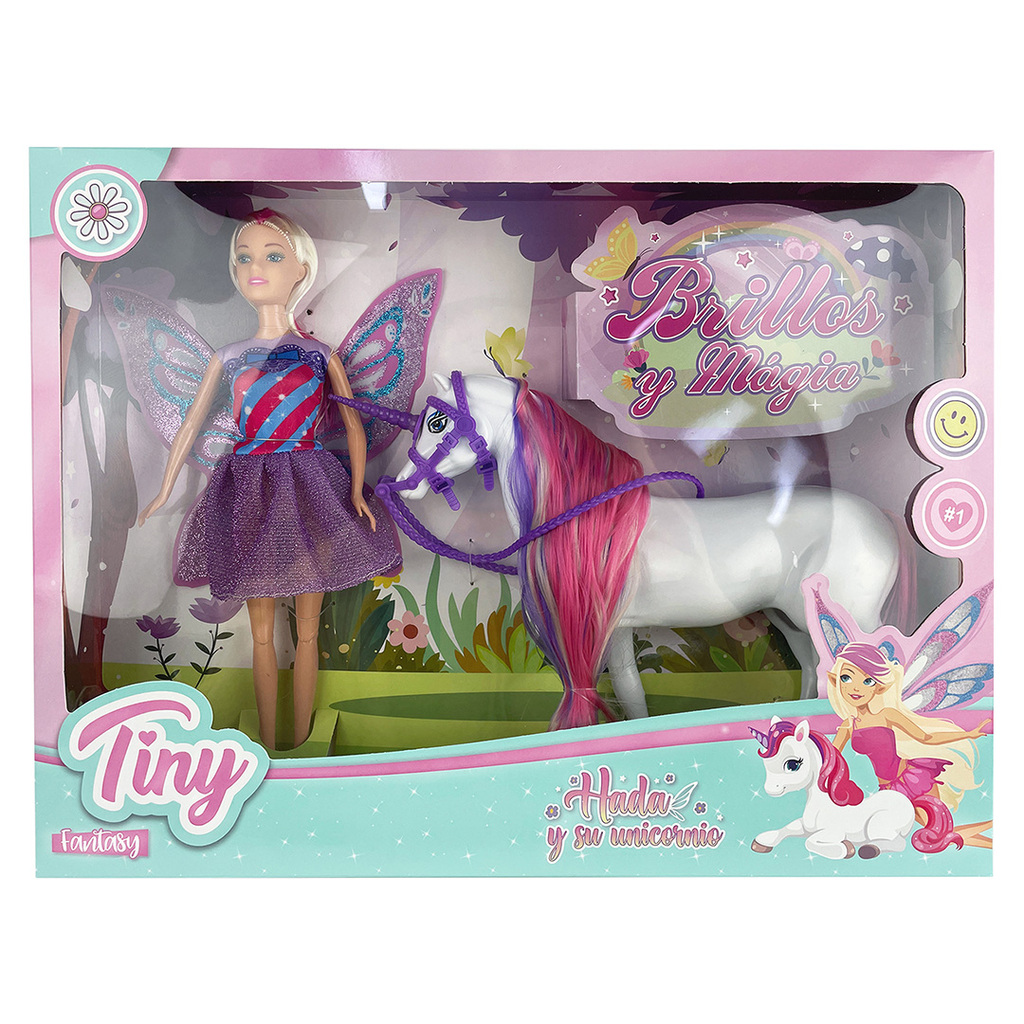 MUÑECA TINY HADA Y SU UNICORNIO 36 X 32 X 8 CM