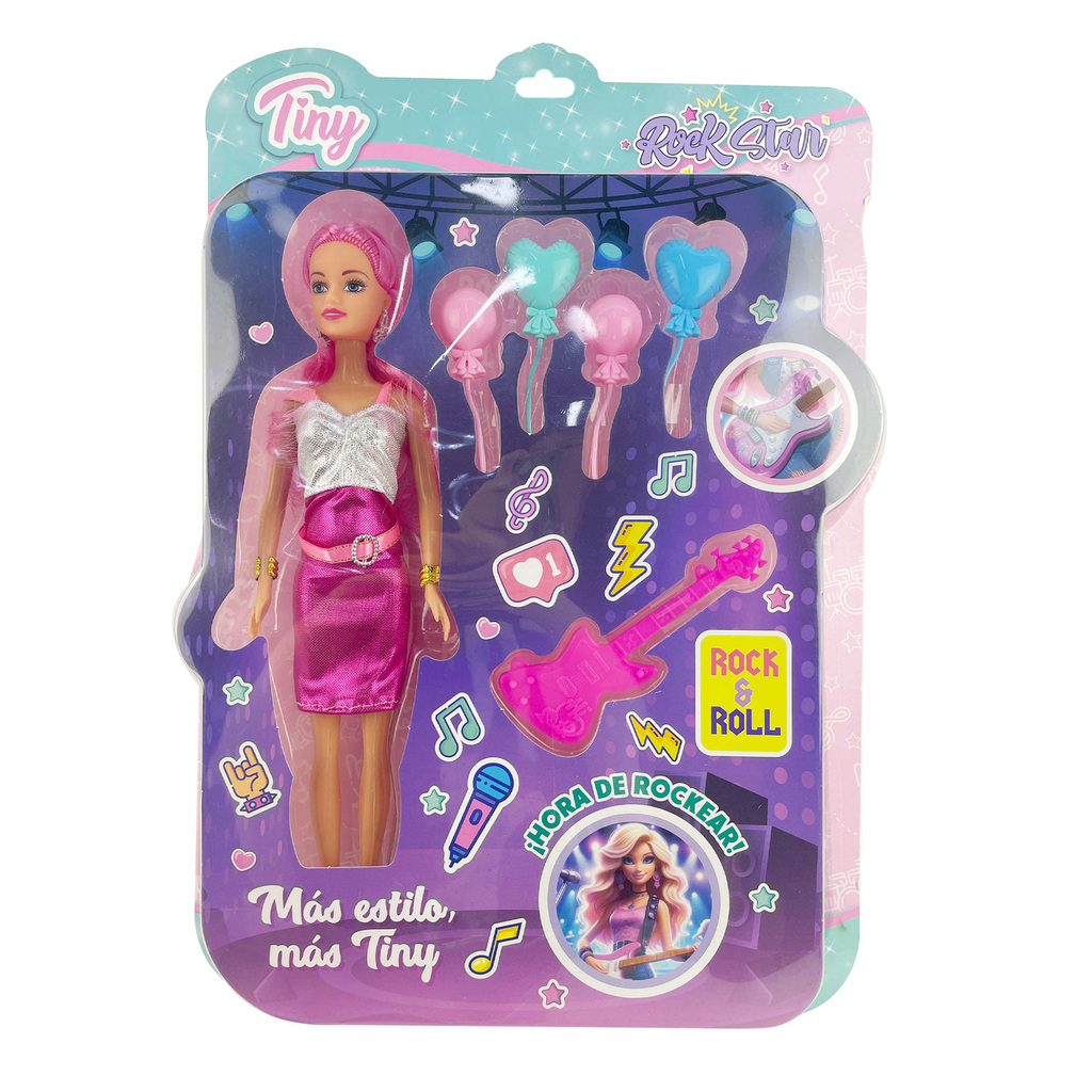 MUÑECA TINY ROCKSTAR CON ACCESORIOS 30 X 41,5 CM