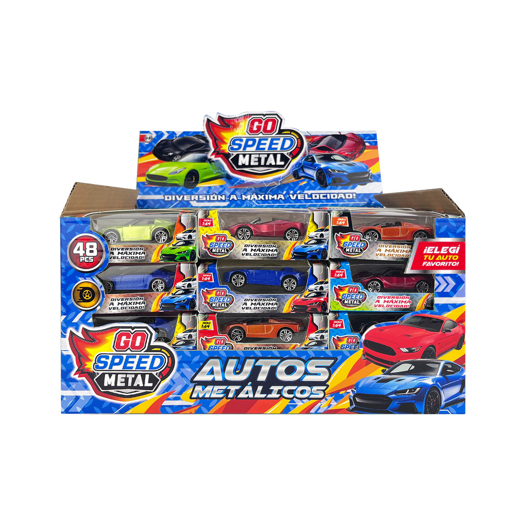 AUTITOS METALICOS GO SPEED COLORES MIXEADOS 48 PZAS / DISPLAY 32 X 23 X 20 CM