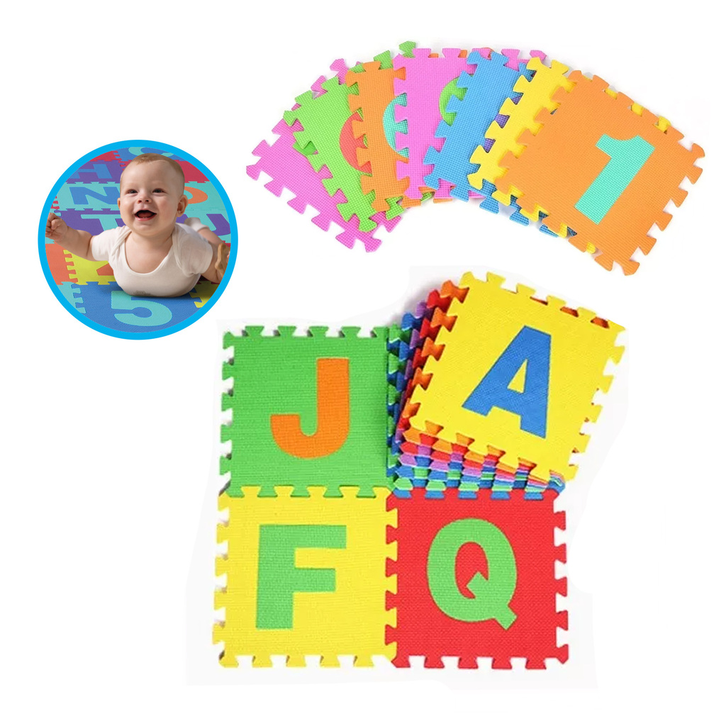 PISO DE GOMA EVA LETRAS Y NUMEROS 9 PZAS BABYGUS 9 PZAS