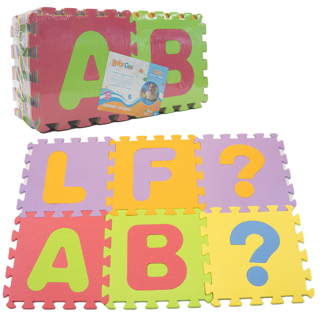 PISO DE GOMA EVA LETRAS Y NUMEROS 36 PZAS BABYGUS 36 PZAS