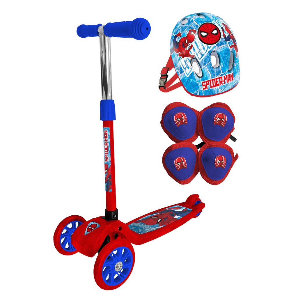 MONOPATIN PLEGABLE SPIDERMAN + KIT DE SEGURIDAD 73X57X12CM 35KG