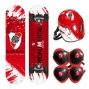 SKATE RIVER PLATE CON KIT DE PROTECCION 60 X 15 CM 30KG