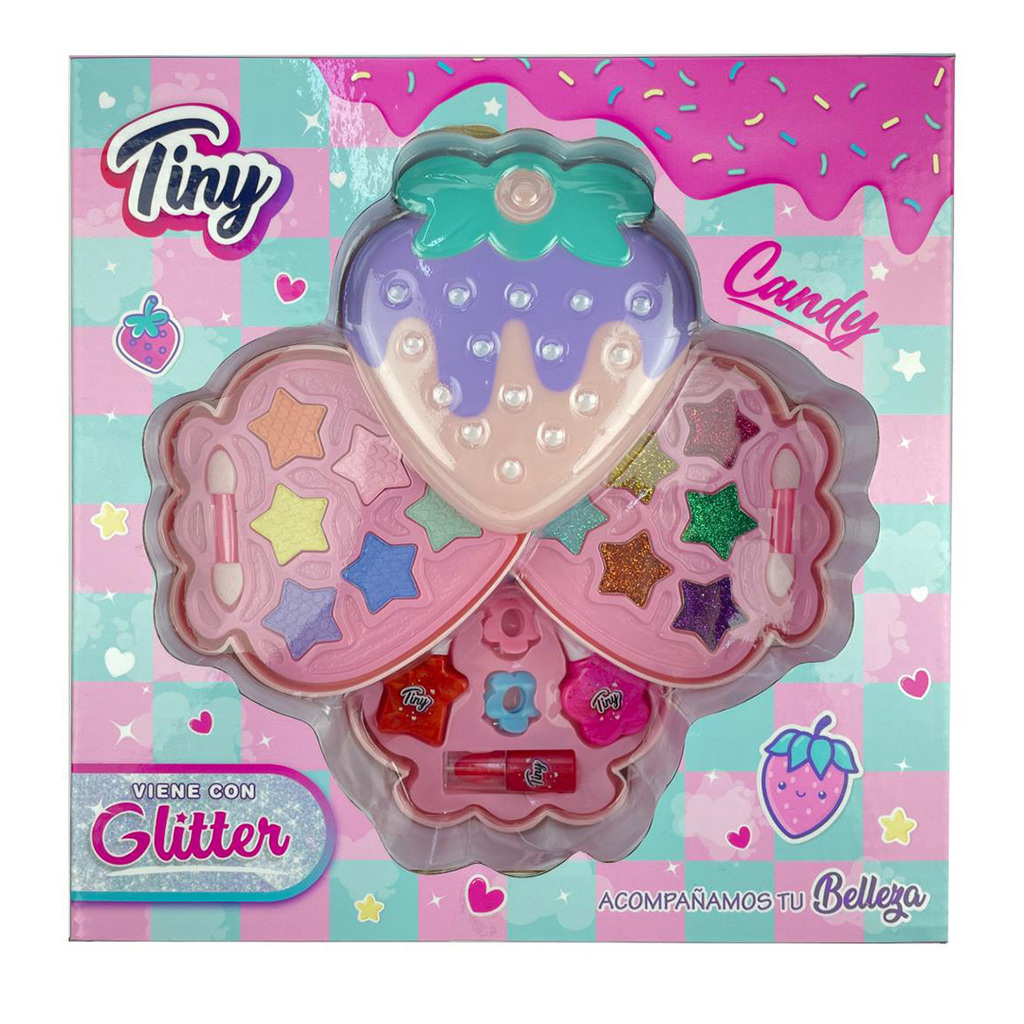 SET DE MAQUILLAJE FRUTILLA SOMBRA Y GLITTER (EN CAJA) 26 X 26 X 6 CM