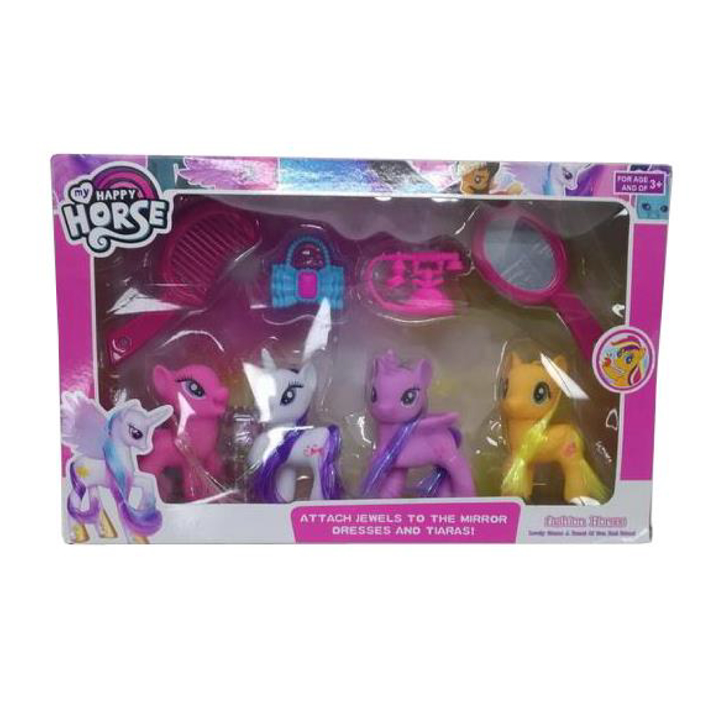 SET DE PONY X 4 CON ACCESORIOS TINY 30 X 19 X 6 CM