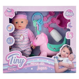 [53725] BEBOTE TINY HORA DE JUGAR CON UNICORNIO Y ACCESORIOS 31 CM (CUERPO DURO) 37 X 34 X 10 CM