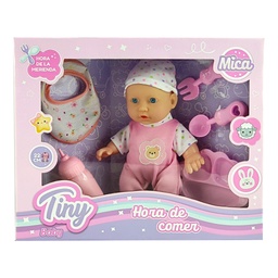 [53727] BEBOTE TINY HORA DE COMER 5 ACCESORIOS 22CM (CUERPO DURO) 30 X 24 X 8 CM