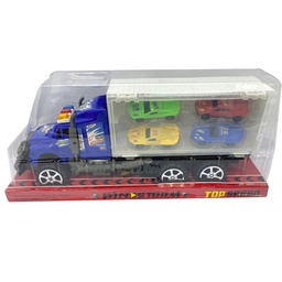 [54389] CAMION A FRICCION CON AUTITOS (4 UNIDADES) 34 X 15 X 10 CM