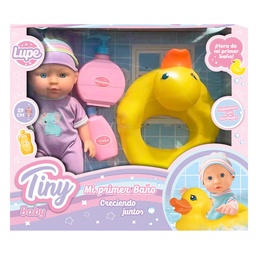 [54565] BEBOTE TINY CON PATITO Y ACCESORIOS 29 CM (CUERPO DURO) 35 X 30 X 12 CM