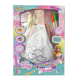[54928] MUÑECA TINY PARA PINTAR CON FIBRAS 23 X 32 X 5 CM