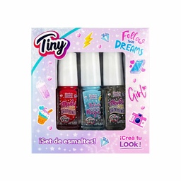 [3326] ESMALTE DE UÑAS X3 TINY COLORES Y DISEÑOS SURTIDOS 11 X 9 X 4 CM