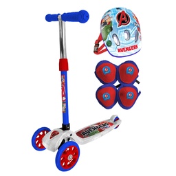 [12233] MONOPATIN PLEGABLE AVENGERS + KIT DE PROTECCION 73X57X12CM 35KG