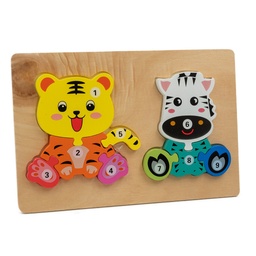 [55160] JUEGO DIDACTICO DE ENCASTRE BLOQUES DE MADERA ANIMALES (16 MODELOS) 22 X 15 CM