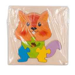 [55157] JUEGO DIDACTICO DE ENCASTRE BLOQUES DE MADERA ANIMALES (10 MODELOS) 15 X 15 CM
