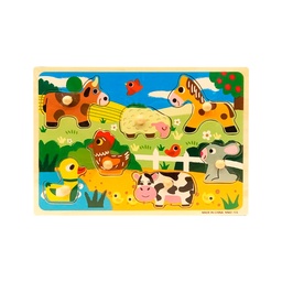 [55162] JUEGO DIDACTICO DE ENCASTRE BLOQUES DE MADERA GRANJA 25 X 16 CM