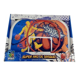 [55323] ARO DE BASQUET METALICO CON PELOTA E INFLADOR 47 CM 48 X 34 X 5 CM