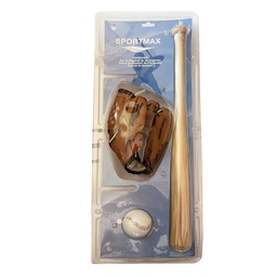 [55378] BASEBALL BAT: POPLAR WOOD GLOVES: PVC BALL: PVC BASEBALL BAT 24" GLOVES 9.5" BALL 7.2CM