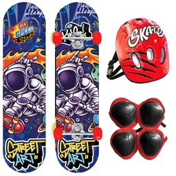 [10104] SKATE + KIT DE PROTECCION CON LIJA TRUCK METALICO 79 X 20 CM 60KG