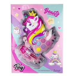 [3026] SET DE MAQUILLAJE UNICORNIO PASTEL SOMBRA Y ESMALTES (EN CAJA) 27 X 21 X 6 CM
